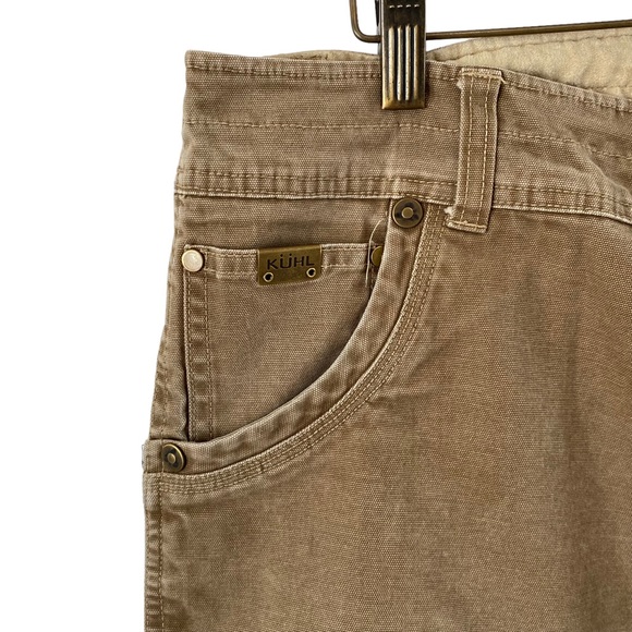 Kuhl The Law Pants 36 x 32 10 Oz Canvas Work Outdoor Tan Distressed Stretch - Picture 8 of 10